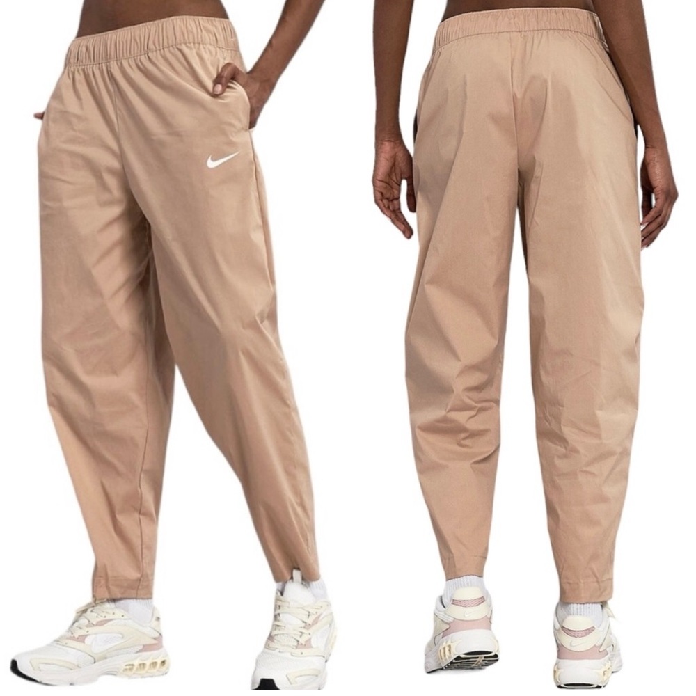 Nike Women's Beige/Tan Track Pants with Elastic Waist